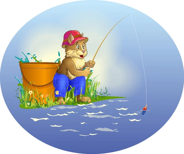 Imagem vetorial do pescador gato — Vetor de Stock