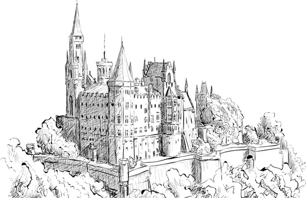 Старый замок bw — стоковый вектор
