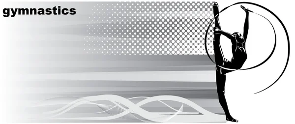 Image vectorielle d'un gymnaste avec un ruban, dessinée dans le style de la gravure . — Image vectorielle