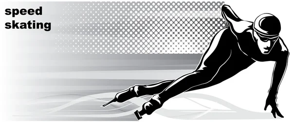 Image vectorielle du patineur.Il est dessiné dans le style de gravure . — Image vectorielle