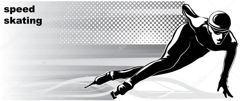 Vector image of the skater.It is drawn in the style of engraving.