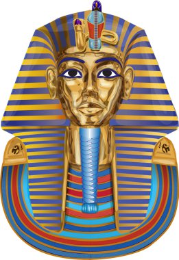 Vector drawing of a hand a golden mask of Tutankhamun clipart