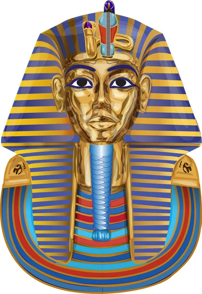 Vector drawing of a hand a golden mask of Tutankhamun — Stock Vector