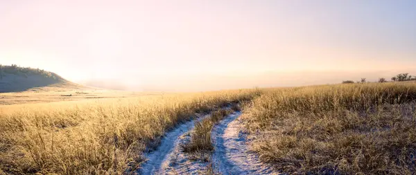 Dia Ensolarado Inverno Campo — Fotografia de Stock