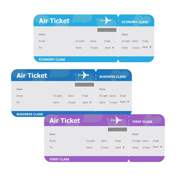 Tiket pesawat diisolasi pada latar belakang putih - Stok Vektor