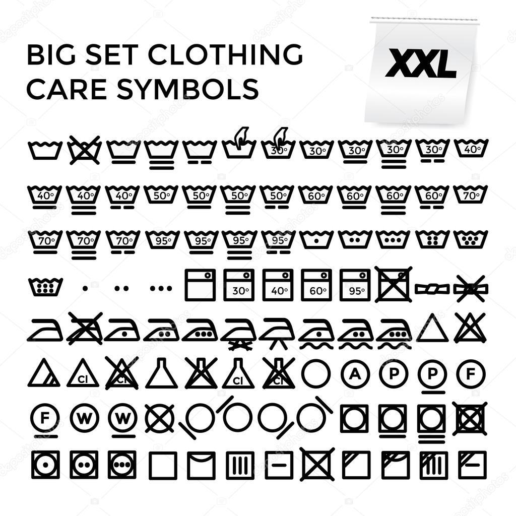 Vector Illustration Set Clothing Care Symbols.
