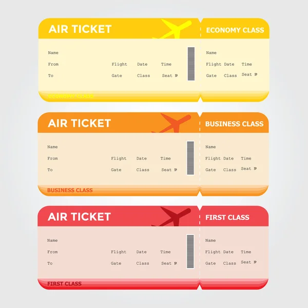 Three Classes of Blank Flight Boarding Pass — Stock Vector