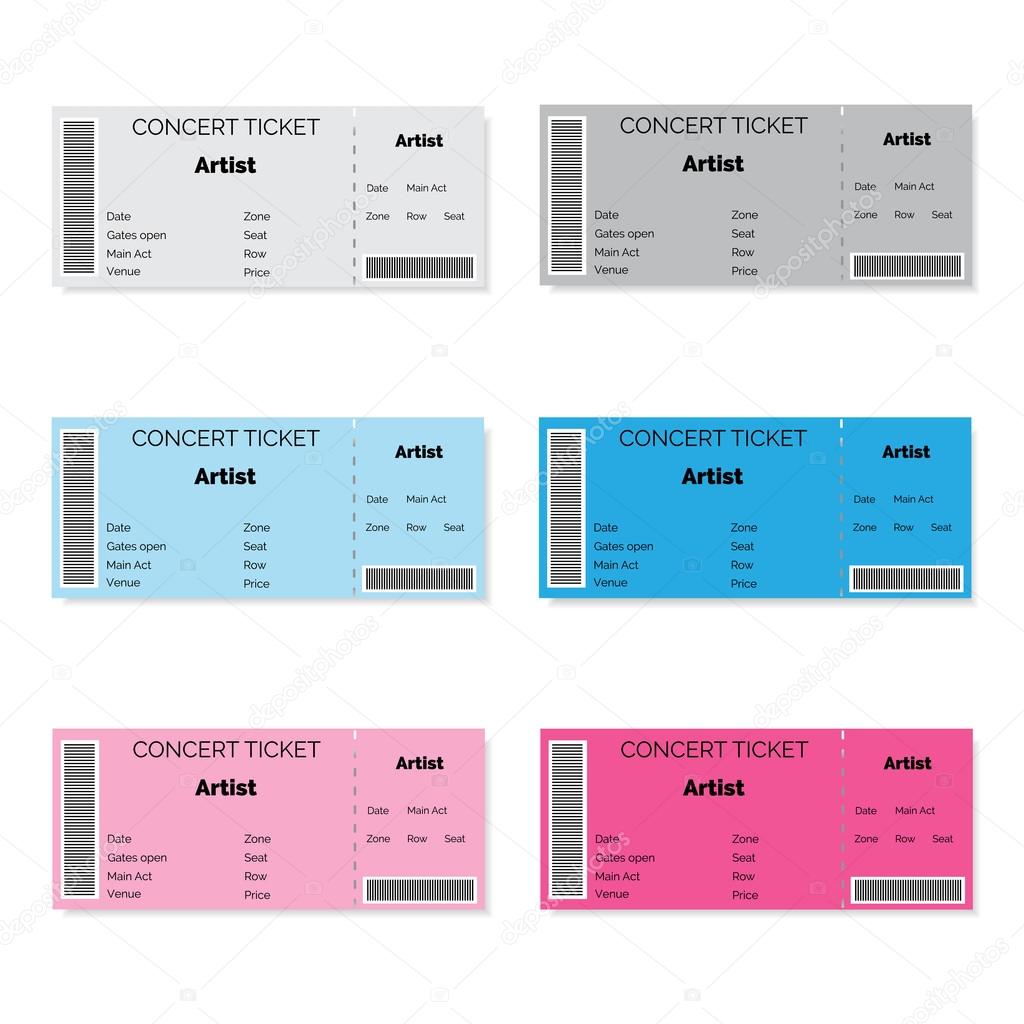 Set of Colorful Concert Tickets.