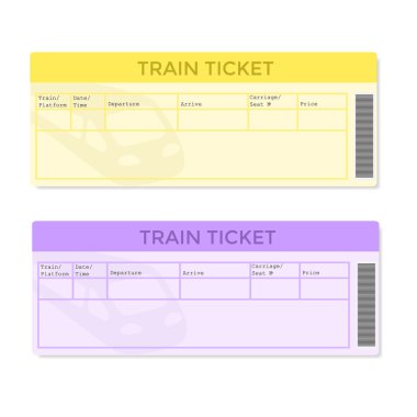 Tren bileti iki renk versiyonları