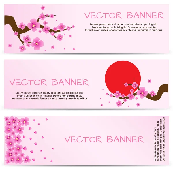 Banner de primavera con Sakura floreciente — Vector de stock