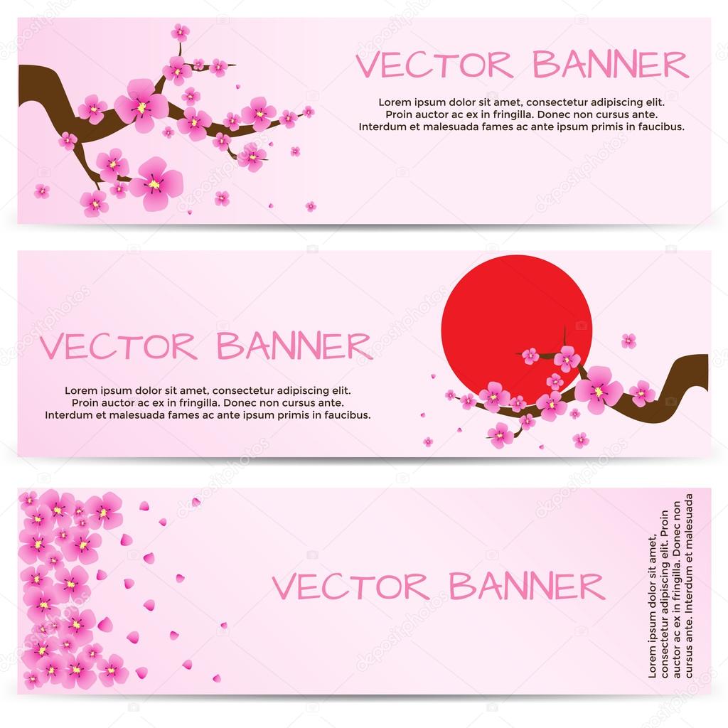 Spring Banner with Blooming Sakura