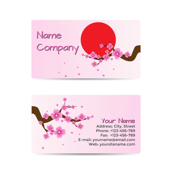 Visitekaartje met bloeiende Sakura — Stockvector