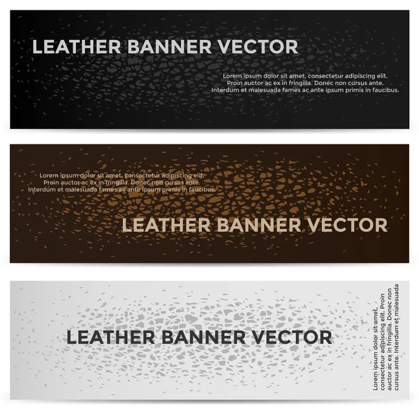 Banners web con textura de cuero de diferentes colores — Archivo Imágenes Vectoriales