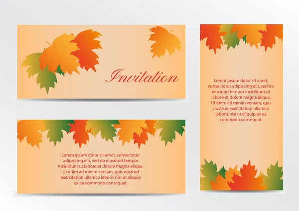 Tarjeta de invitación con hojas coloridas de otoño — Archivo Imágenes Vectoriales