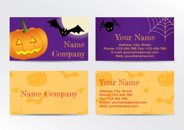 Набор визитных карточек на Хэллоуин — стоковый вектор