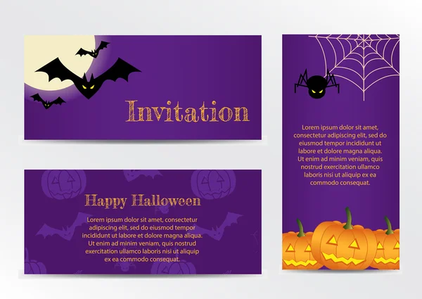 Zestaw Inventations na Halloween Party — Wektor stockowy