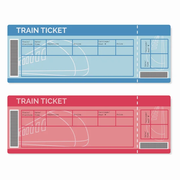 Set of Train Tickets Isolated on White. — Stock Vector