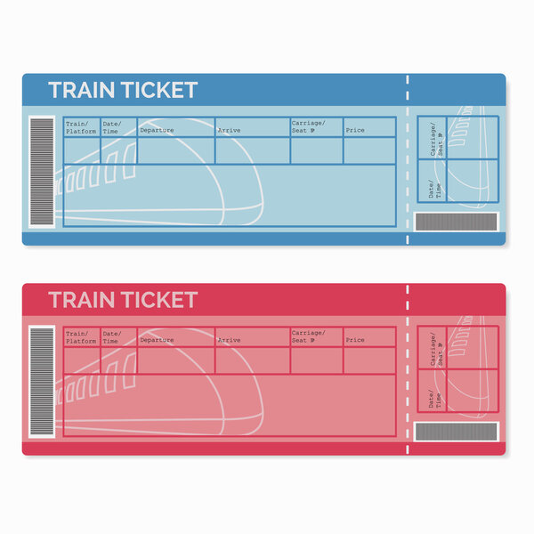Set of Train Tickets Isolated on White.