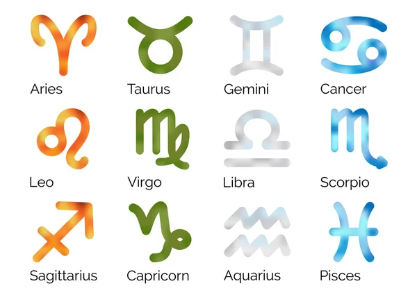Set of Astrological Zodiac Symbols on White Background — Stock Vector