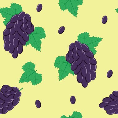 Işık yeşil zemin üzerine siyah üzüm ile Seamless Modeli