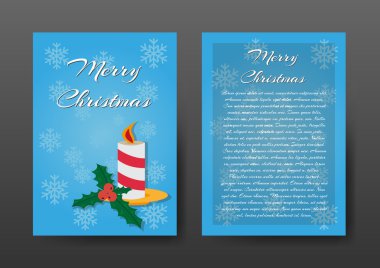 Festival mavi Noel broşür, tebrik kartı, şablonu.