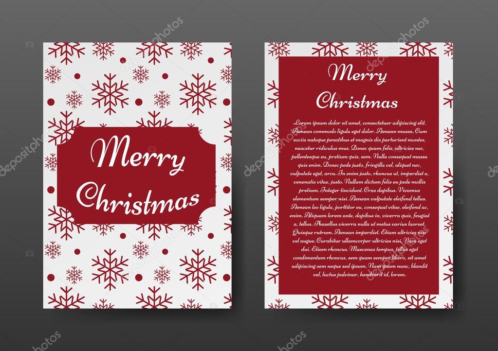 Festive Christmas Brochure with Red Snowflakes on White Background, Greeting Card , Template.