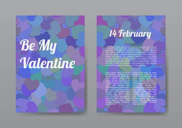 Brochure Buon San Valentino con Cuore Viola Design — Vettoriale Stock