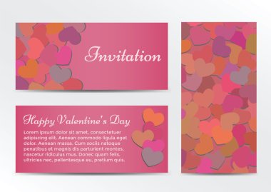 Davet Sevgililer günü, tebrik kartı, şablon ve Lila zemin üzerine ayiklama kartı