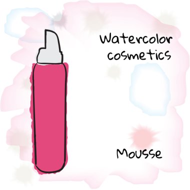 Sulu Boya kozmetik. Mus bulanık bir arka plan üzerine suluboya şişe