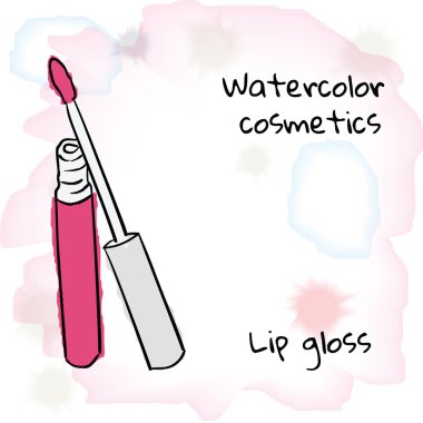 Sulu Boya kozmetik. Bulanık bir arka plan üzerine suluboya dudak parlatıcısı