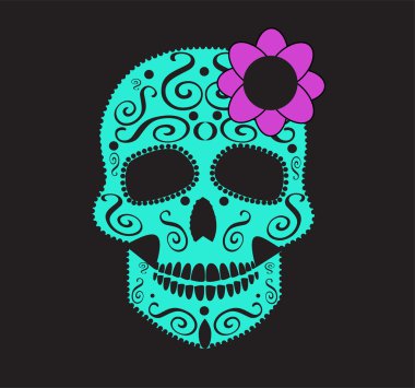 Kafatası vektör süs çiçek