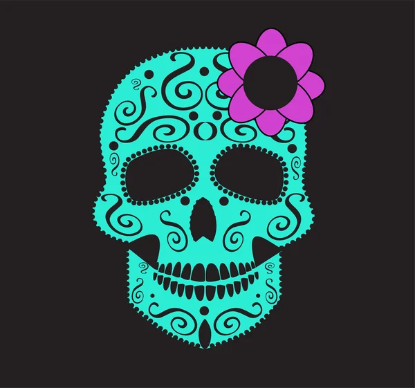 Skull vector sieraad met bloem — Stockvector