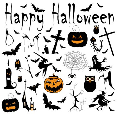 Cadılar Bayramın kutlu olsun simgeleri ile mutlu Halloween arka plan