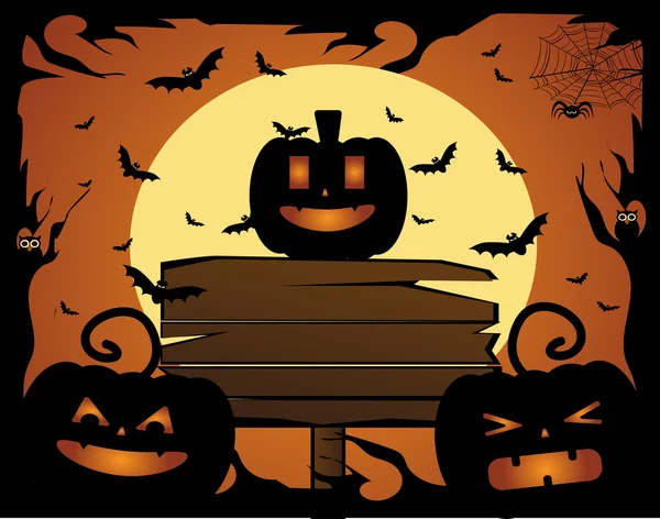 Šťastný Halloween pozadí s deskou — Stockový vektor