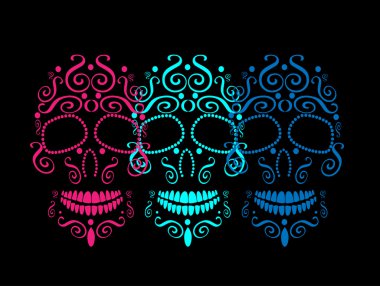 Moda tasarımı, desenleri, dövme, Ölülerin günü için kafatası vektör arka plan