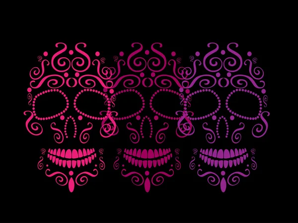ファッション ・ デザイン、パターン、入れ墨、死者の日のための頭蓋骨のベクトルの背景 — ストックベクタ