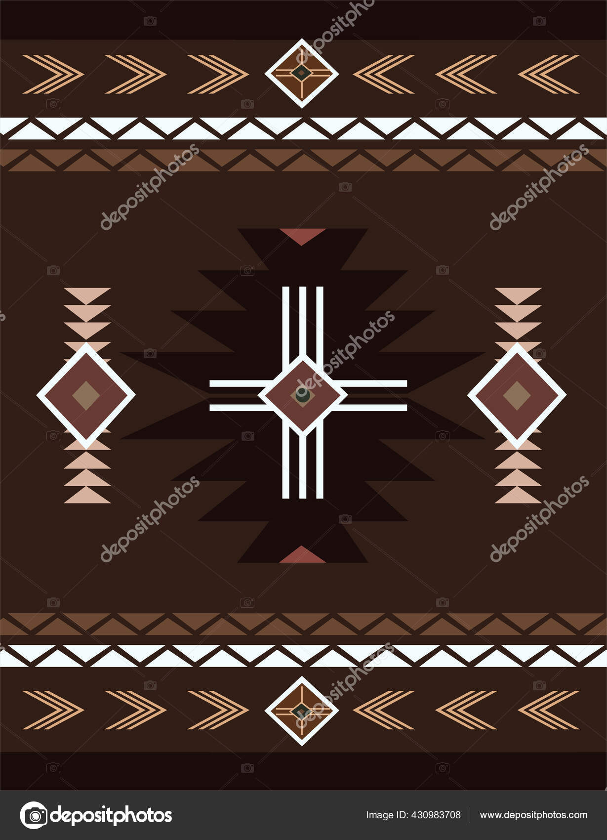 Native American Pattern Brown Color Vector Background Stock Vector ...