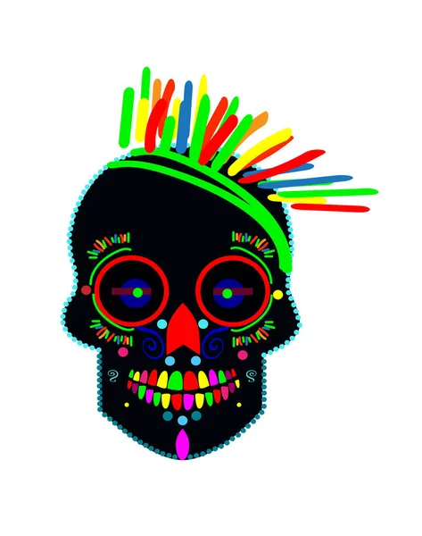 Skull Vector Neon Colors Isolated White Background — Vetor de Stock
