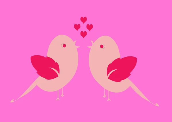 Feliz pájaro de San Valentín rosa — Vector de stock