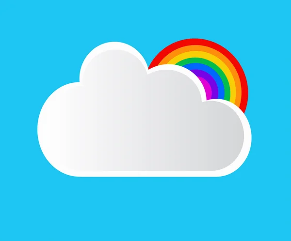 Web nuvem branca com arco-íris — Vetor de Stock