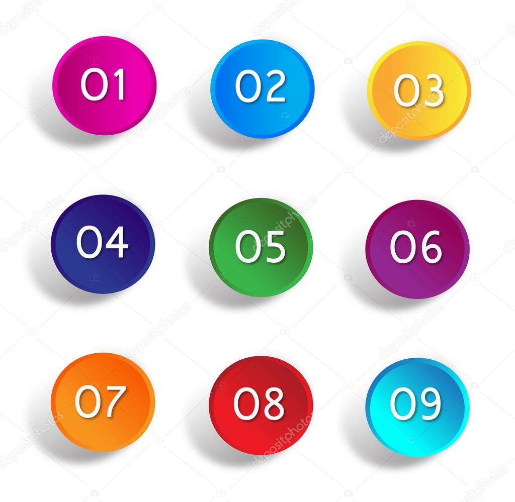 Number web buttons in color