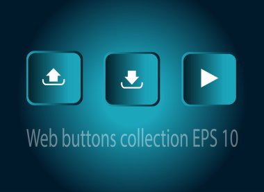 oyun, download ve upload düğme vektör çizim mavi