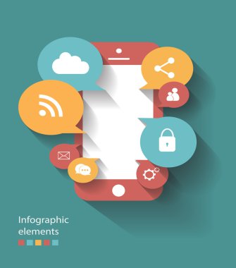 Infographic cep telefonu ile Medya simgeler