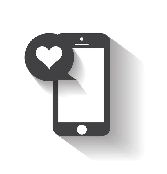 Mobiele telefoon met hart pictogram — Stockvector