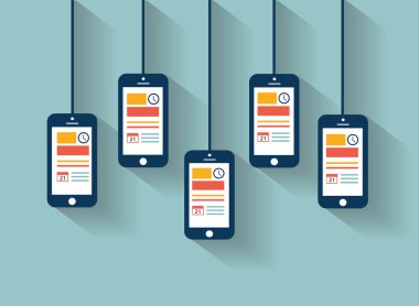 Akıllı telefonlar asılı duvarın kümesi