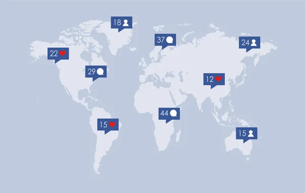 World map media icons vector illustration