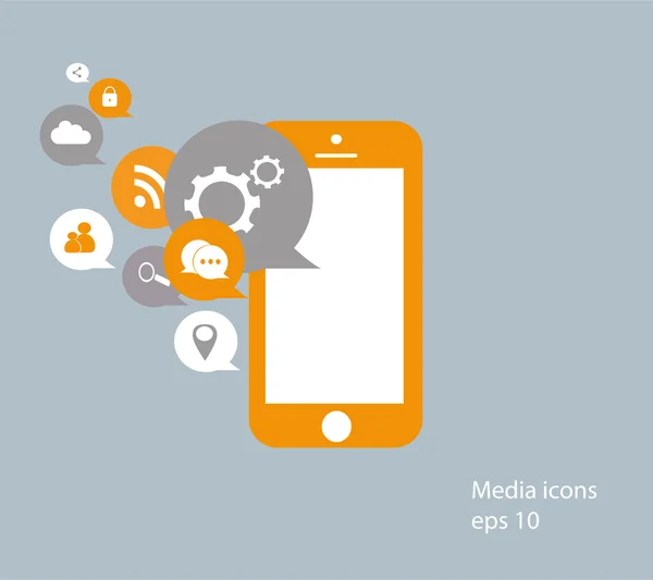 Mobile phone media icon vector modern design — Stockvector