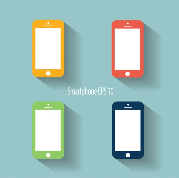 Mobile phone vector icon in four colors — Stockvector
