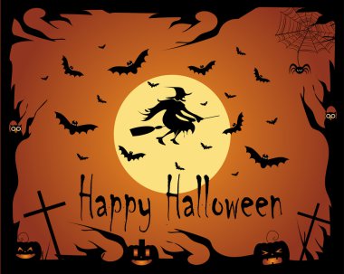 Cadılar Bayramı arka plan cadı yarasalar ile vektör