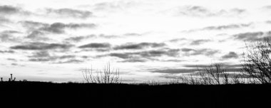 Siyah ve beyaz fotoğraf günbatımı